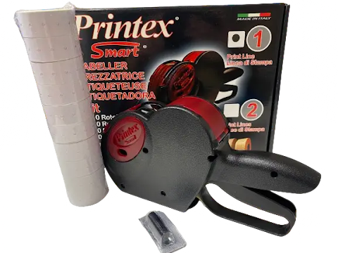 Набір Printex Smart: однорядковий етикет-пістолет, фарбувальний валик і 10 рулонів етикеток