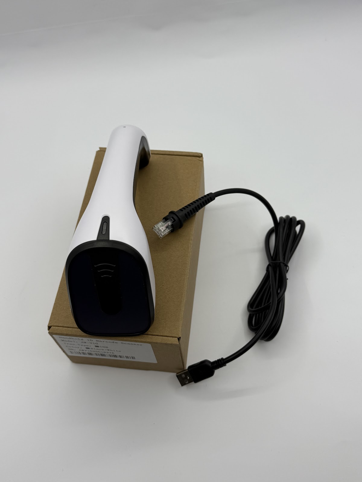 Дротовий сканер штрих-кодів Asianwell AW-V10 USB, 1D, чорно-білий